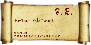 Hefter Róbert névjegykártya
